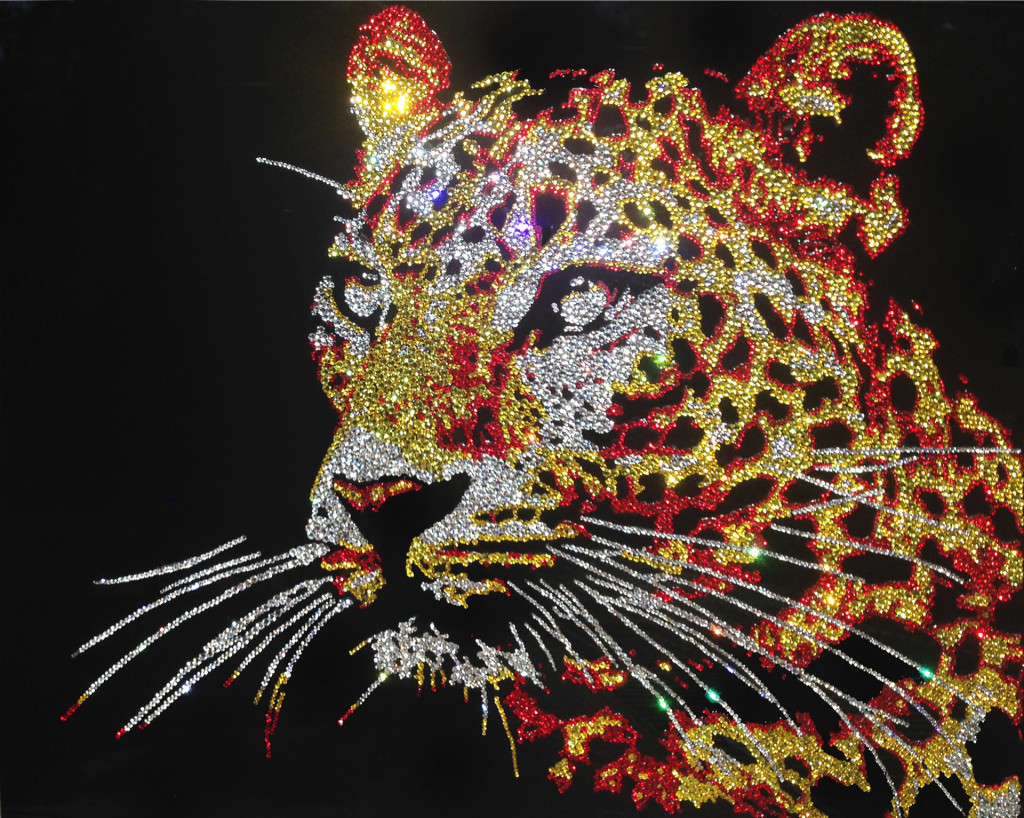 The brilliant leopard, 8600 Crystals from Swarovski® su plexiglas, 40x50 cm, 2014