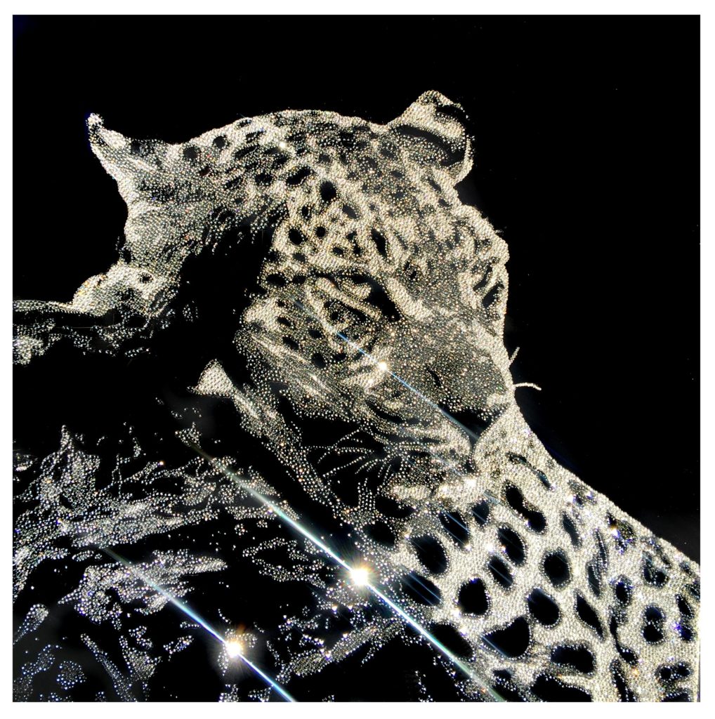 Thoughtful leopard 22800 Crystals from Swarovski® su plexiglass, 70x70 cm. 2017